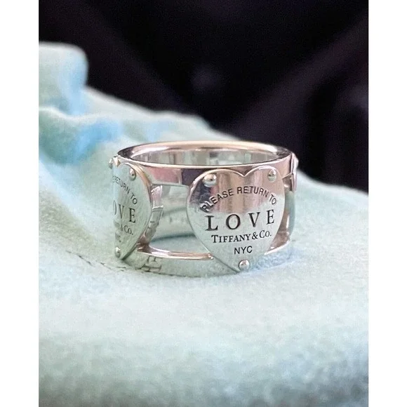 Tiffany & Co. Return NY T&co Sterling Silver 925 Wide Love Band Ring Size 4.75
